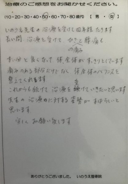 腰痛とひざの痛み 50代 女性